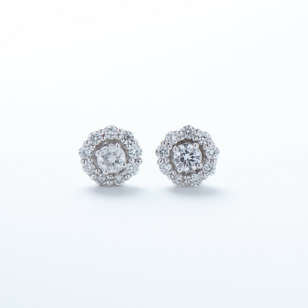 18K Mini Halo Diamond Earring