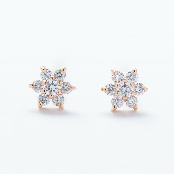 18K Petite Flower Diamond Earring
