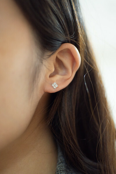 18K Lucky Clover Diamond Earring