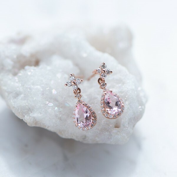 18K Royal Pink Morganite Diamond Earring