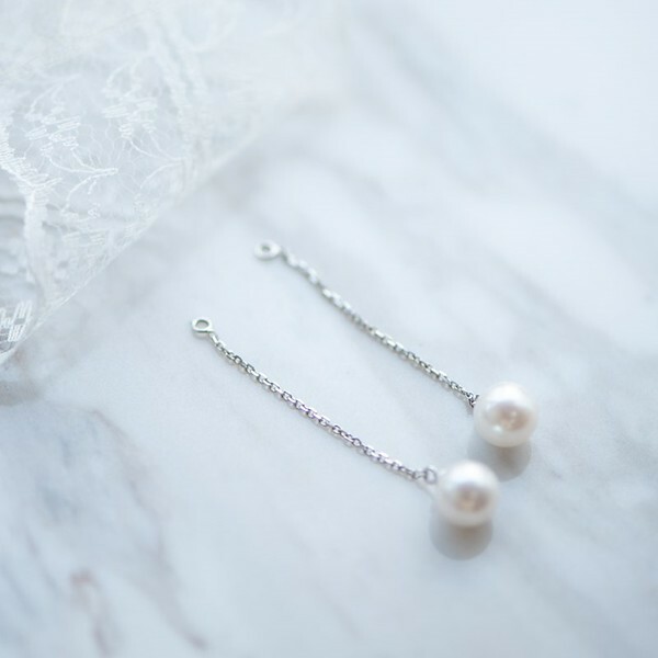 18K Long Chain Akoya Pearl Earring Parts