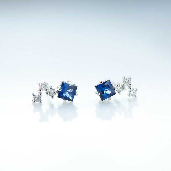 18K Glazio Blue Sapphire Diamond Earring