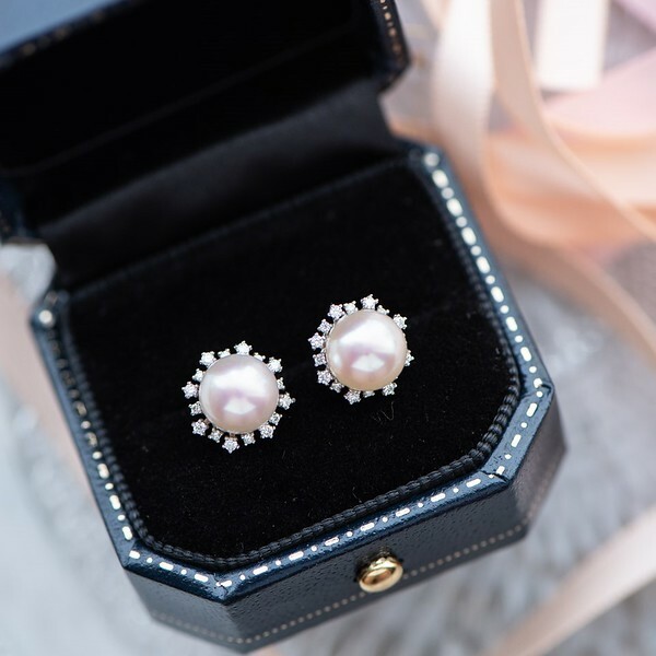 18K Snowflake Akoya Pearl Diamond Earring