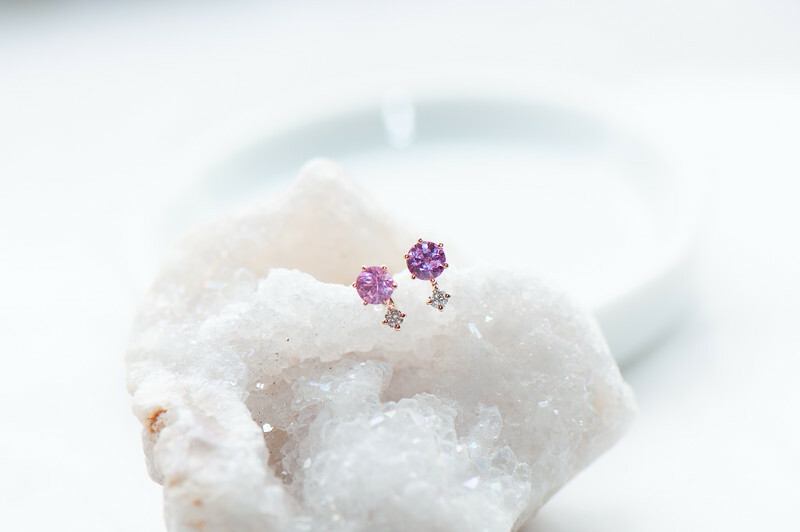 18K Rosado sapphire earring