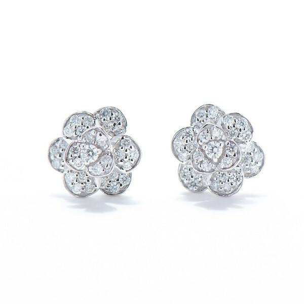 18K Rose Diamond Earring