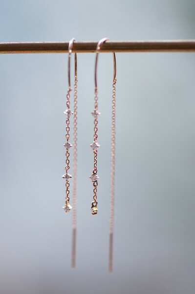 #(R)18K Sencilla Diamond Long Earring