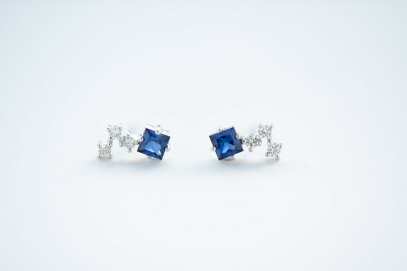 18K Glazio Blue Sapphire Diamond Earring