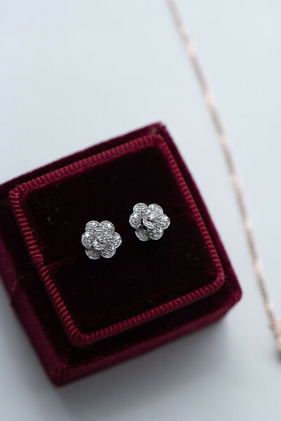 18K Rose Diamond Earring