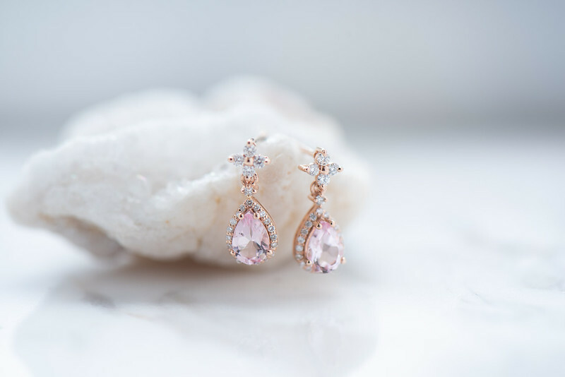 18K Royal Pink Morganite Diamond Earring