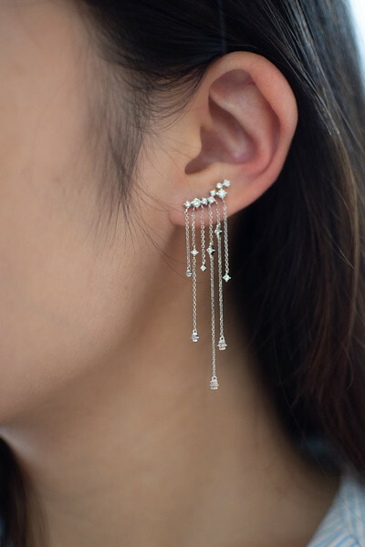 18K Tassel Star Light Diamond Earring