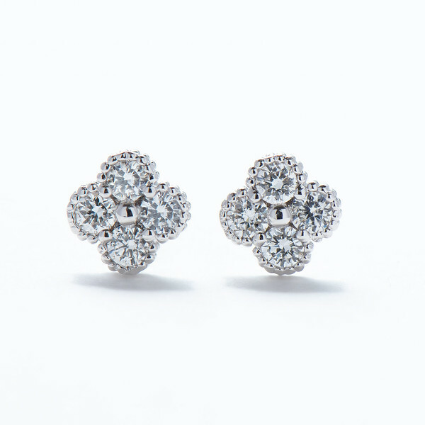 18K Lucky Clover Diamond Earring