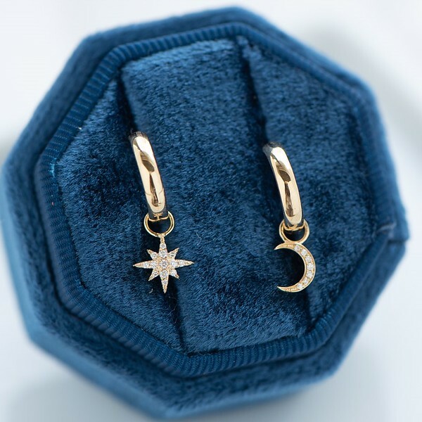 18K Hoop Earring Accessories - Star & Moon