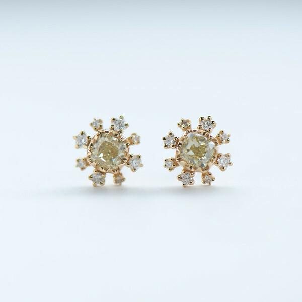 18K Sunflower Yellow Diamond Earring