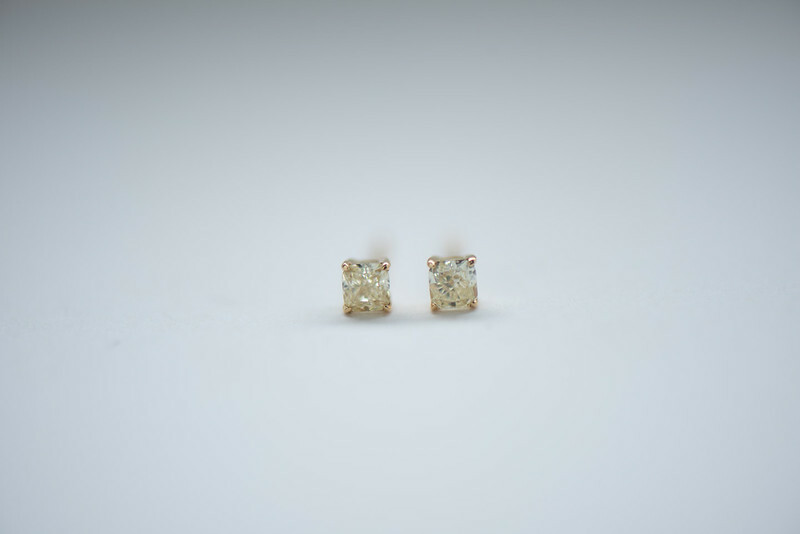 18K Single Yellow Diamond Earring