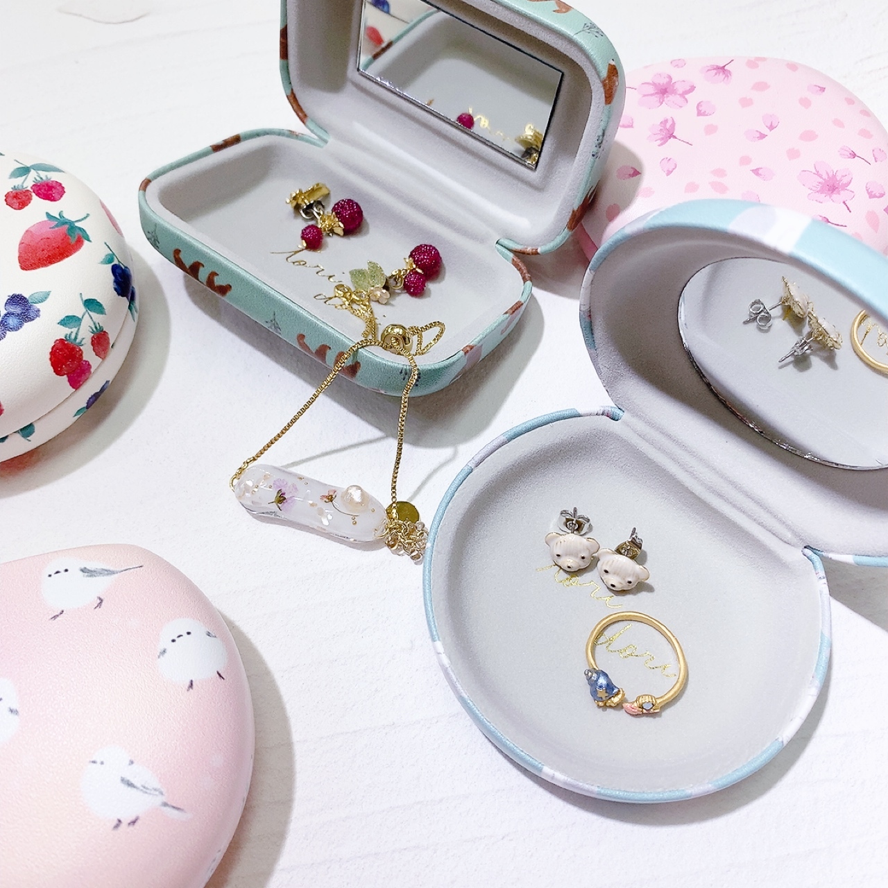 日本飾物盒仔收納(內附鏡子)