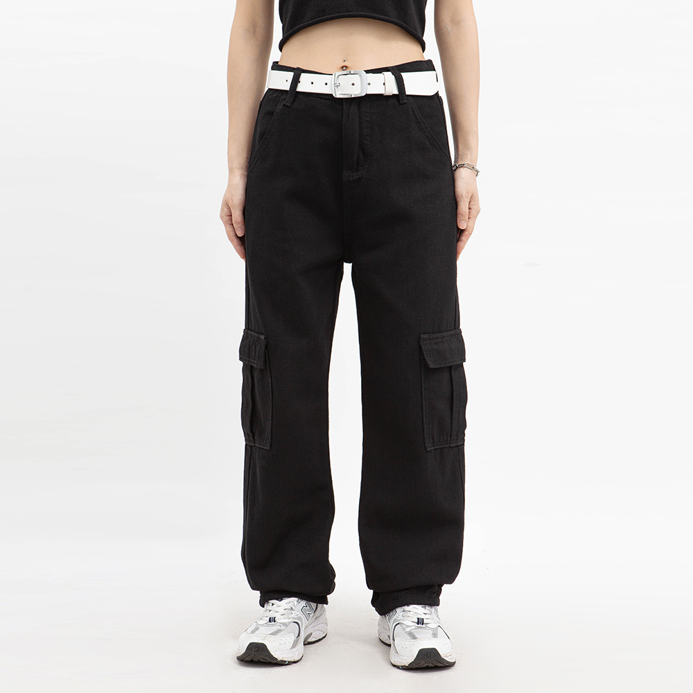 低腰牛仔工裝褲