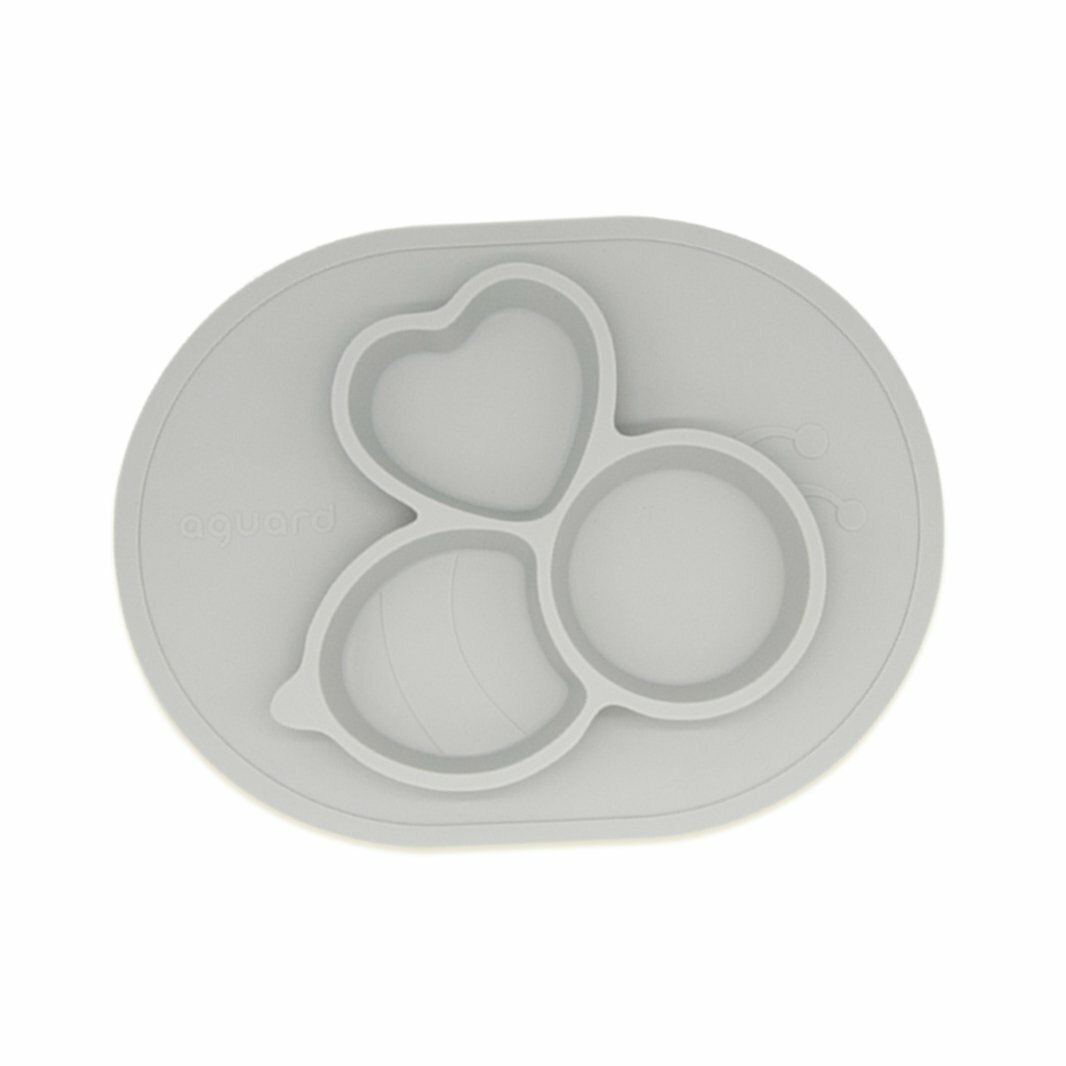 韓國 Aguard 3格矽膠吸盤餐碟 – 灰色