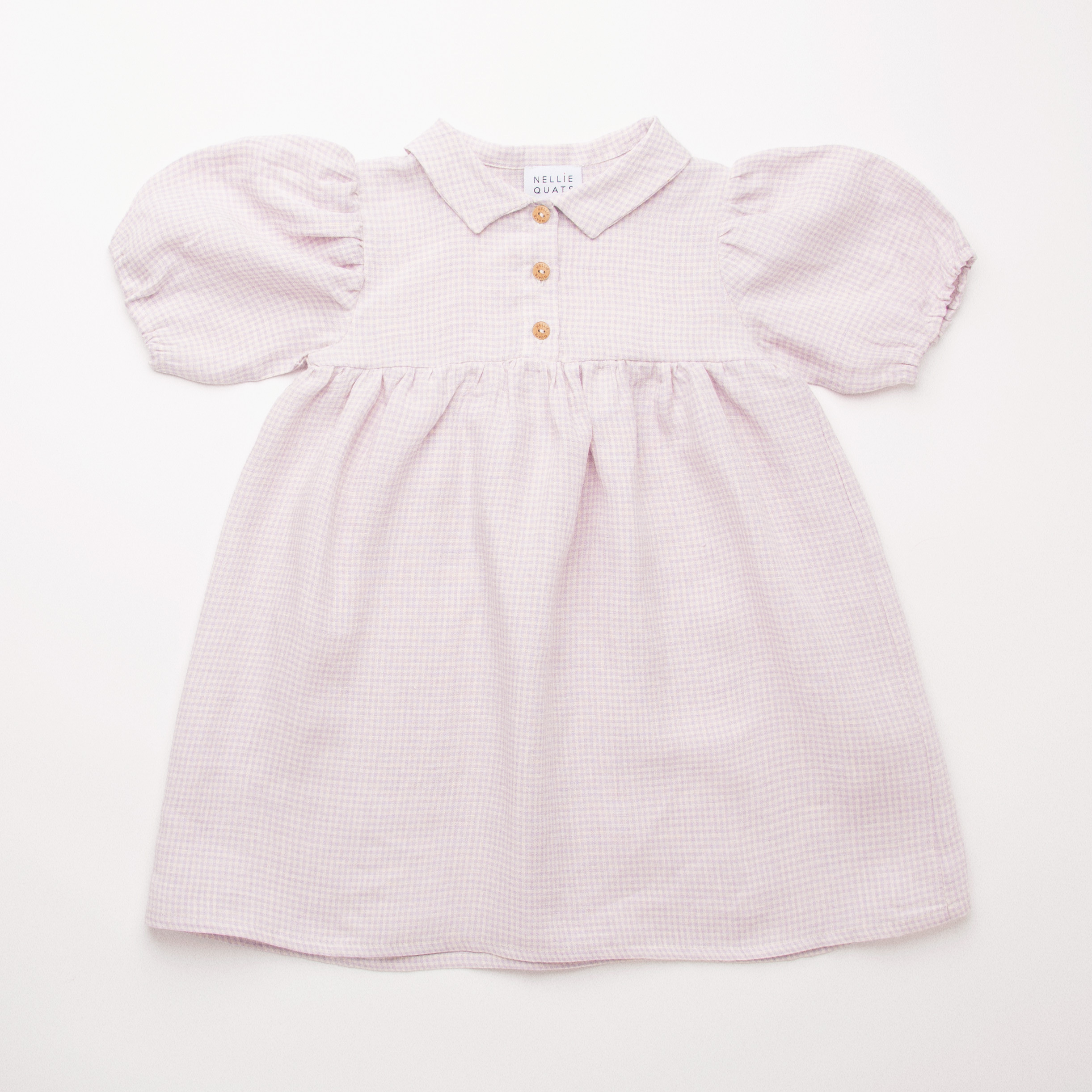 NELLIE QUATS - Duck Duck Goose Dress（Lavender Check Linen）