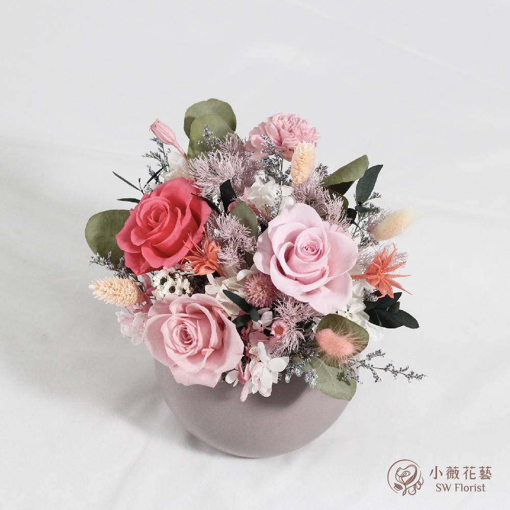 有點粉-永生花盆栽-開幕祝賀-喬遷祝賀-中型