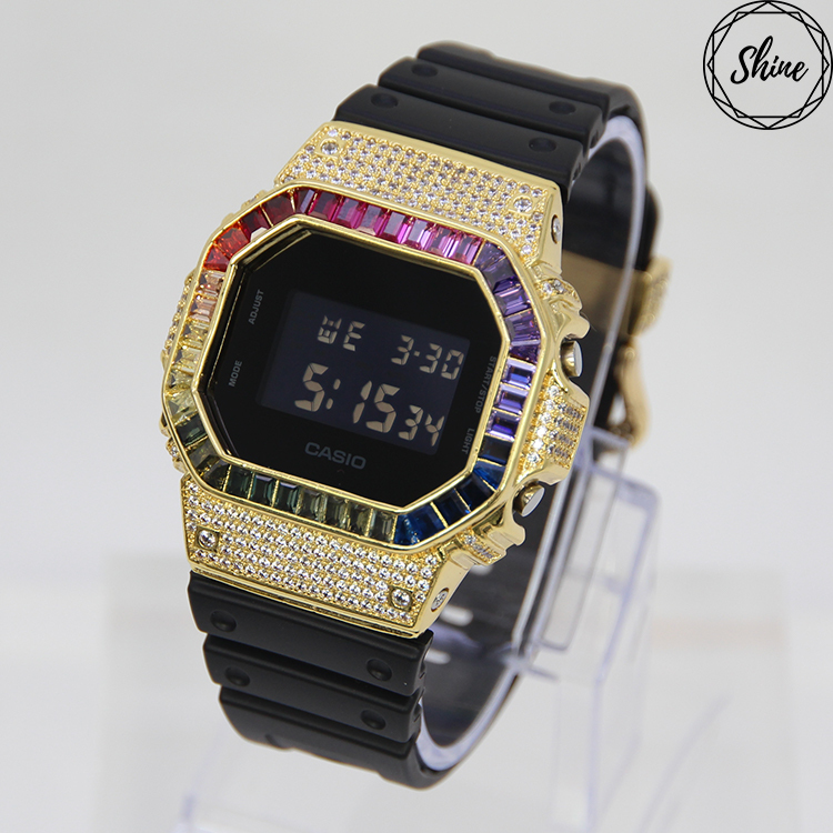 金色 改裝手錶 DW-5600BB-1 - 彩虹
