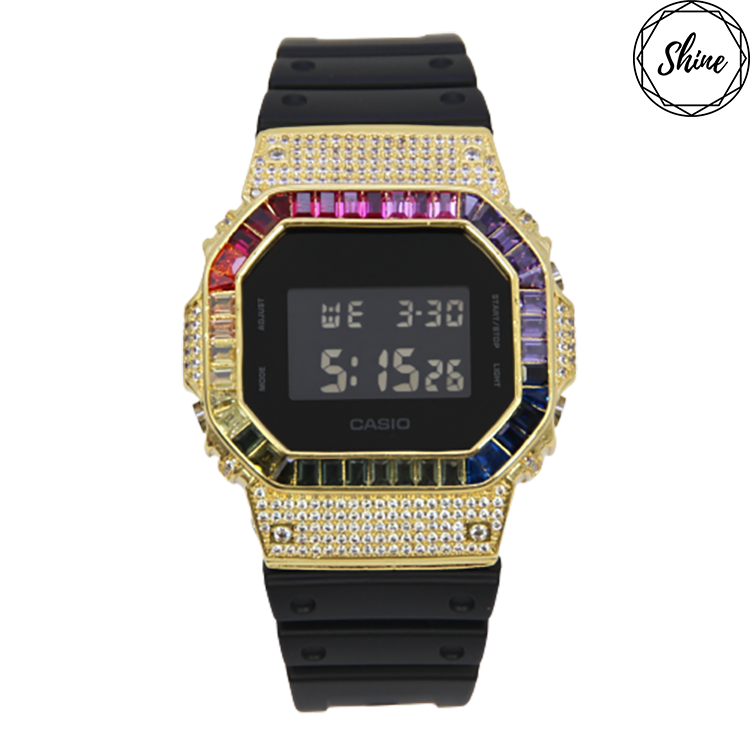 金色 改裝手錶 DW-5600BB-1 - 彩虹