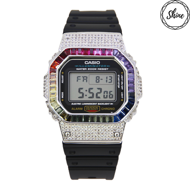 銀色 改裝手錶 DW-5600E-1 - 彩虹