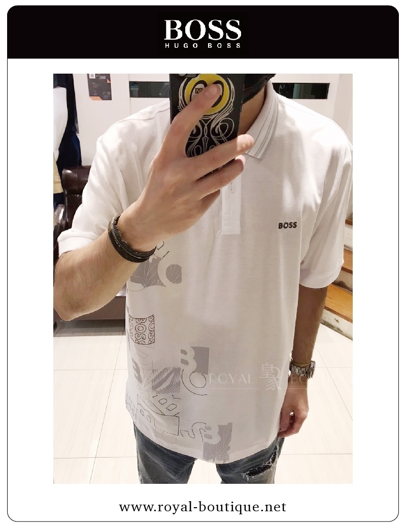 BOSS 拼圖式刺繡LOGO拼接膠印短POLO衫