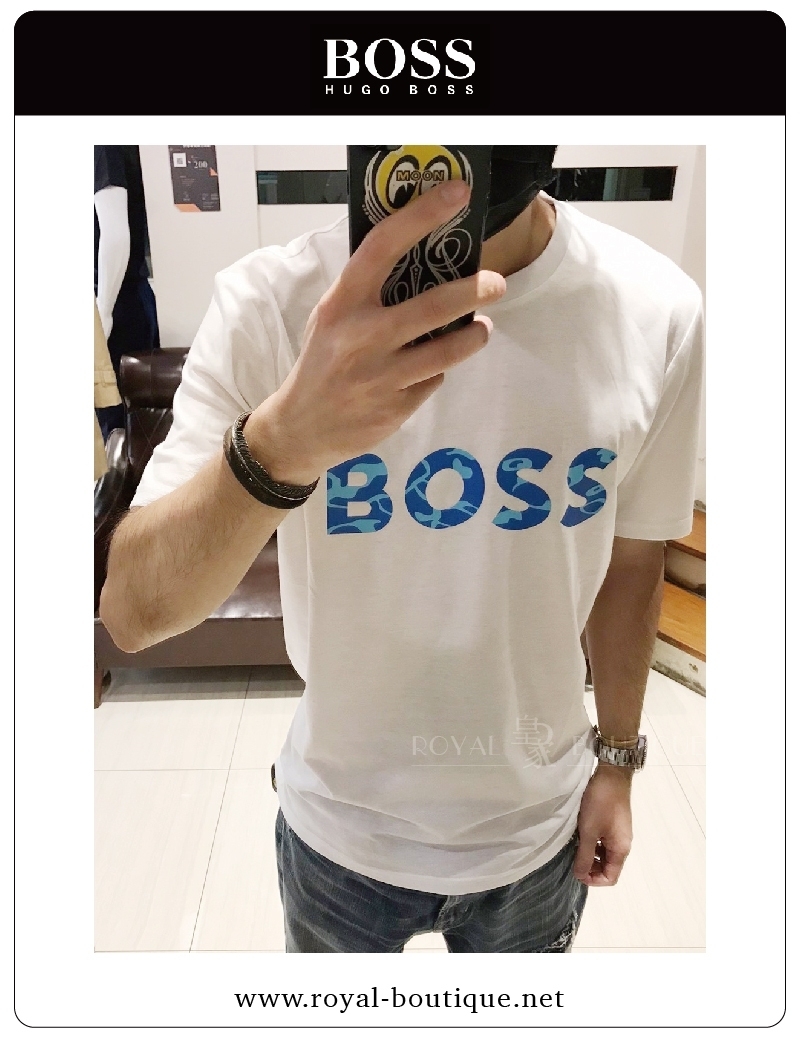 BOSS 休閒立體膠印英字LOGO短T