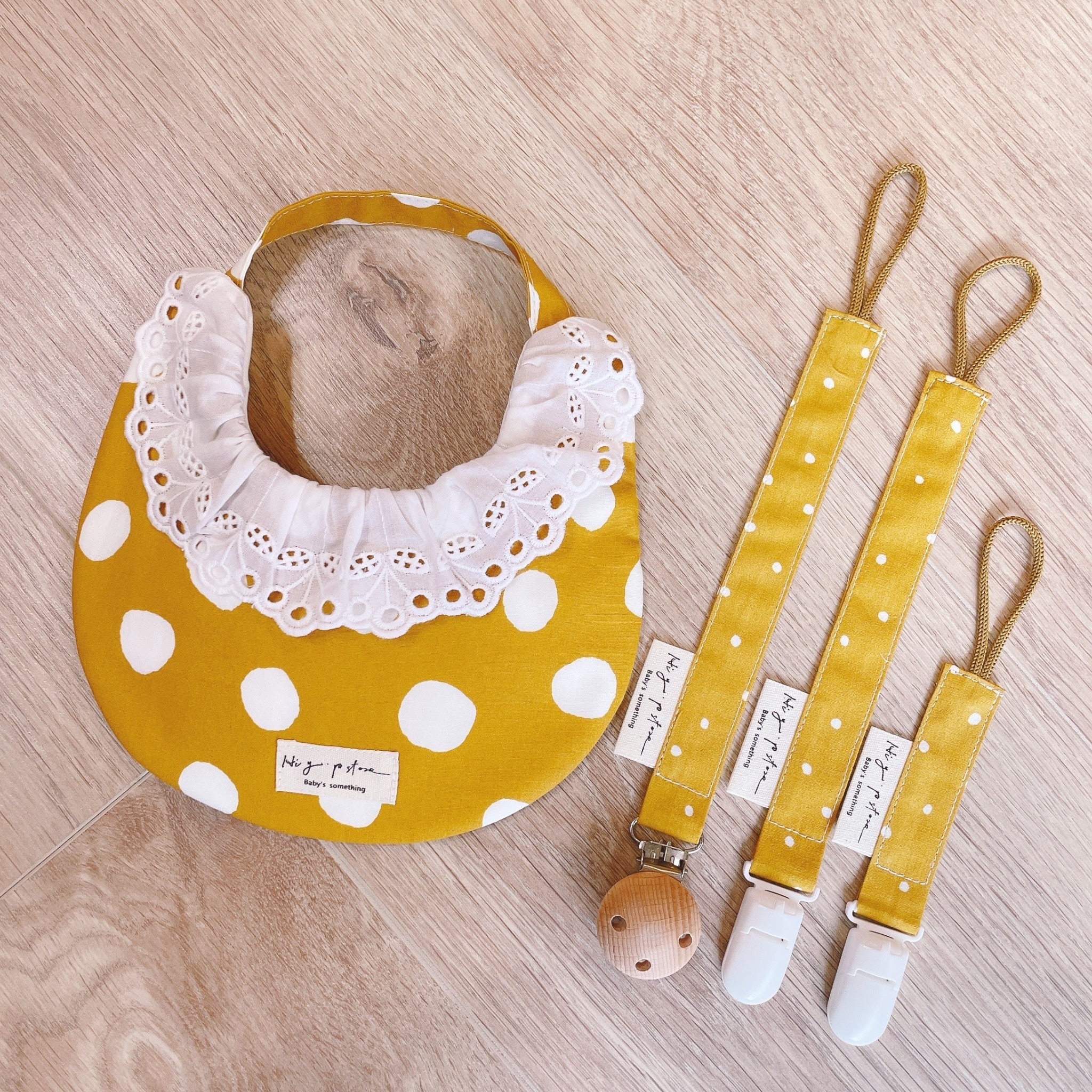 Hi Y.P store-手作圍兜-芥末黃點點