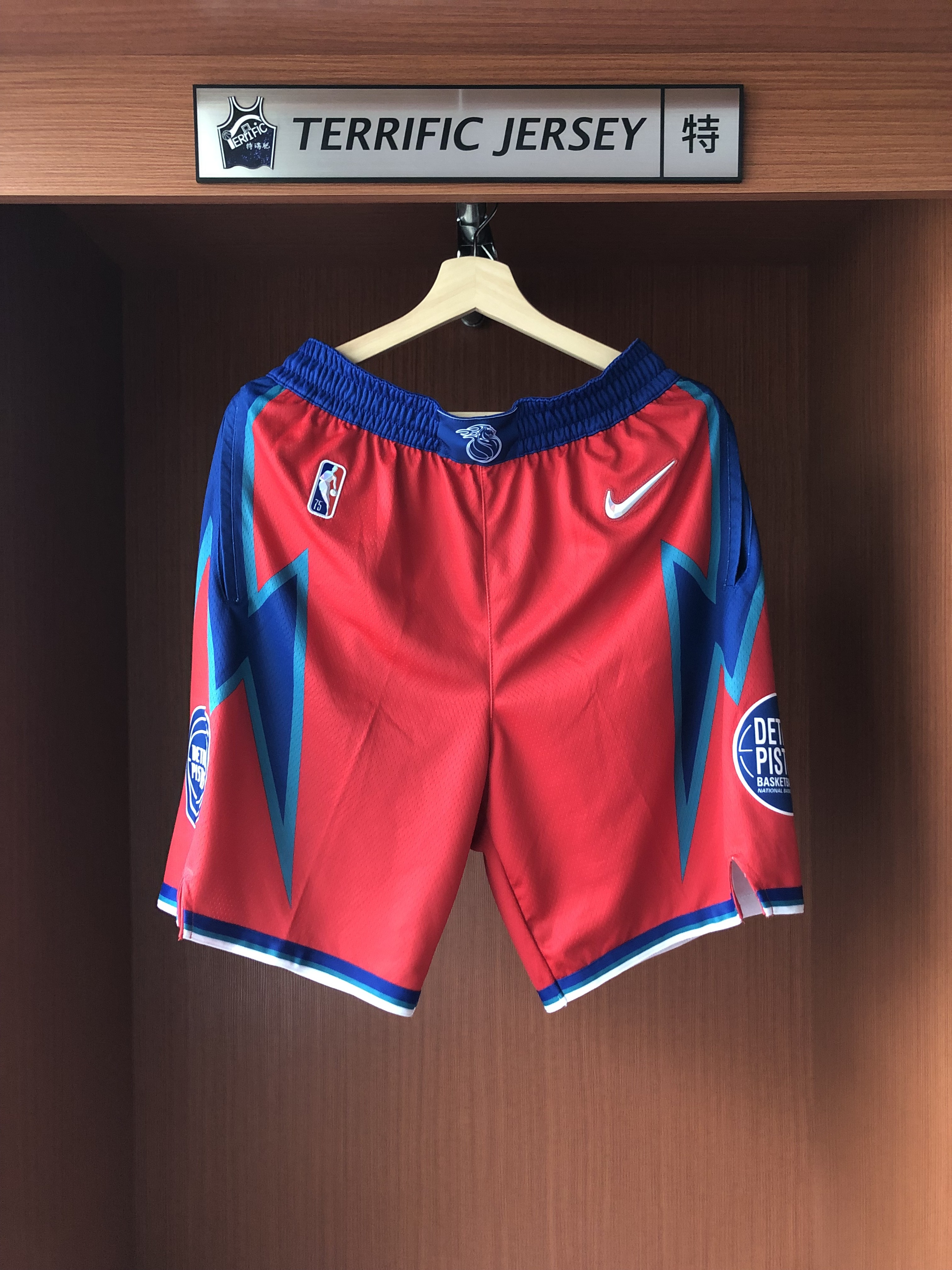 NBA球褲 Detroit Pistons 底特律活塞城市球褲 75周年 City Nike Swingman Shorts 球迷版 有口袋 全新