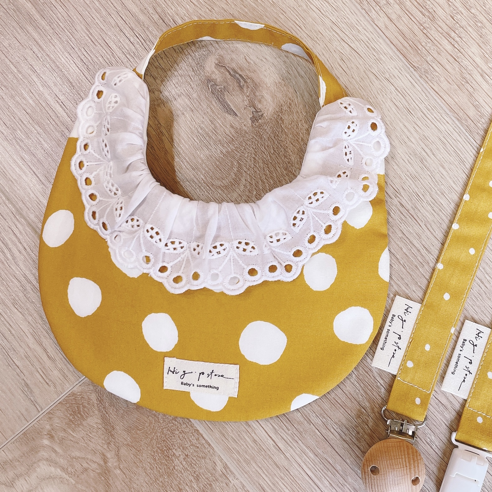 Hi Y.P store-手作圍兜-芥末黃點點