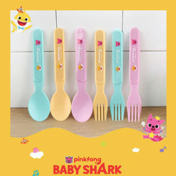 韓國製Pinkfong x Baby Shark 碰碰狐叉匙餐具 (6件)