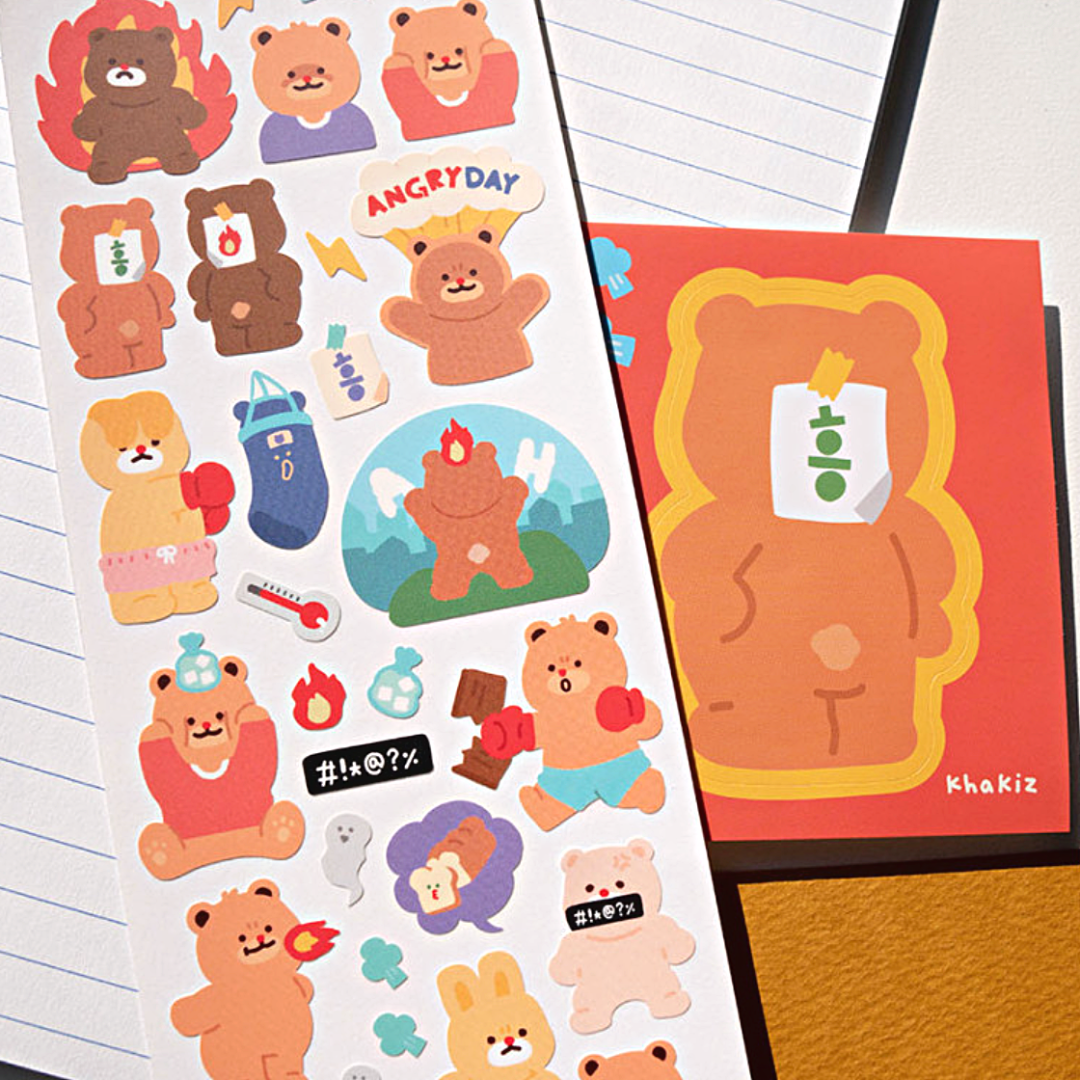 Khakiz Sticker－Angry Day (Korean Stationery Brand)