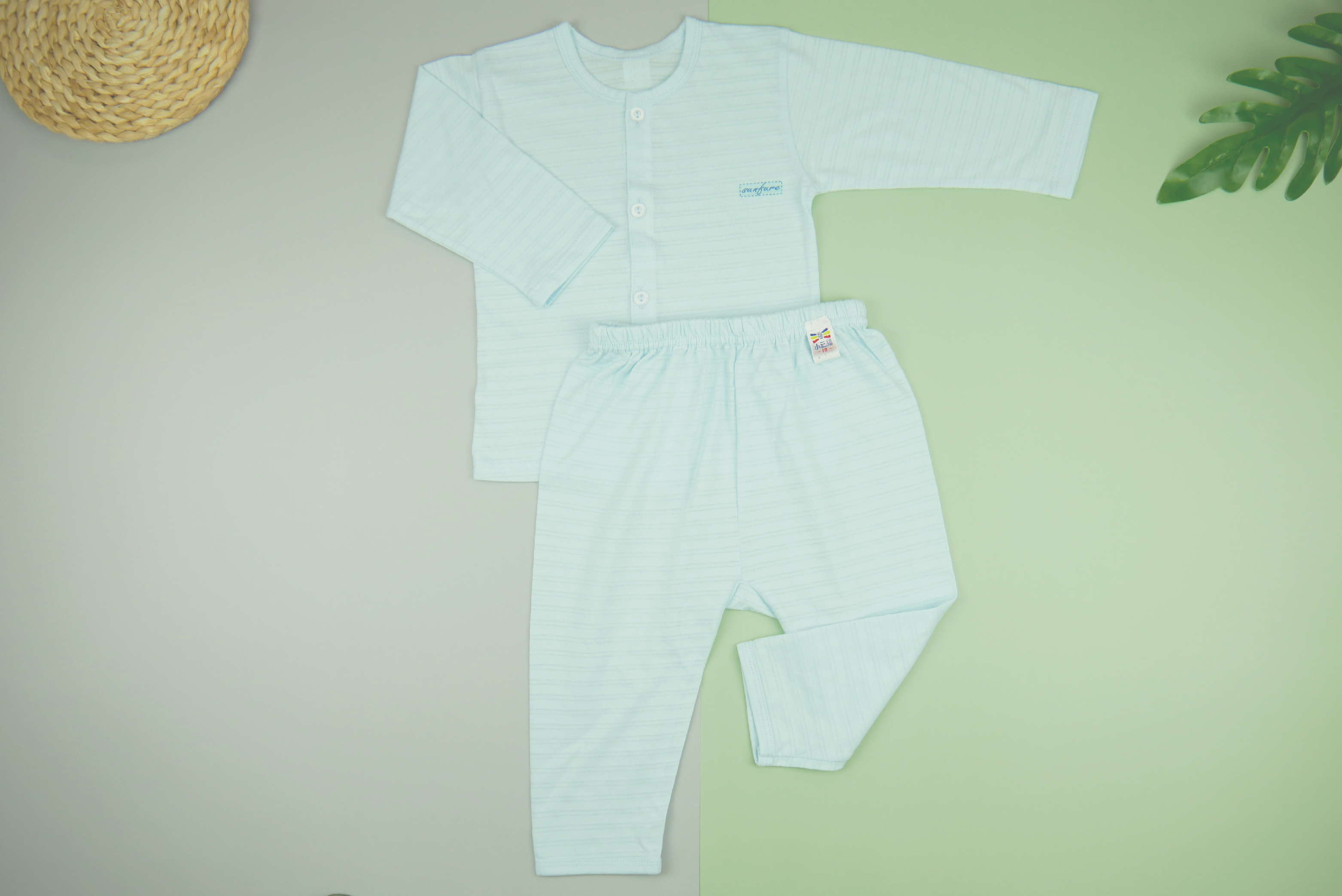 小三福 三福 100%純棉抽針兒童長袖套裝