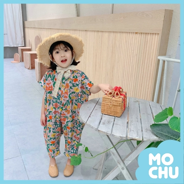 田園風碎花連身褲