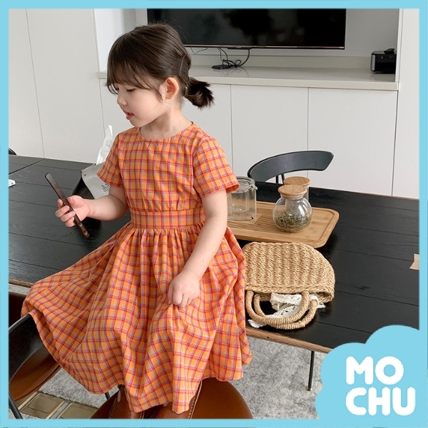 鈕扣格子收腰長裙(兩色)