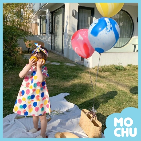 彩虹氣球短袖連衣裙