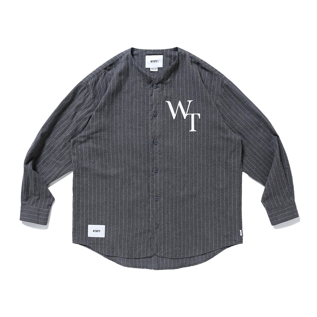 WTAPS LEAGUE / LS / COTTON 無領條紋長袖襯衫深灰| FLOMMARKET