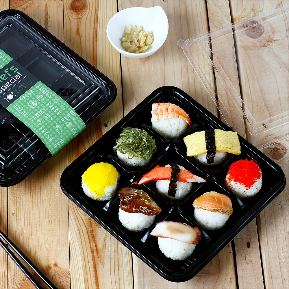 塑膠方型便當盒 九分格 900ml 27號