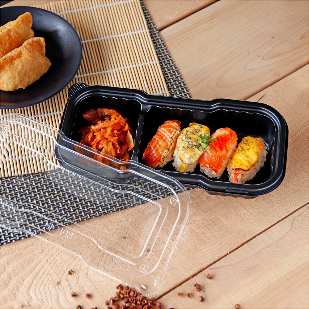 塑膠長方型便當盒 二分格 550ml 31號