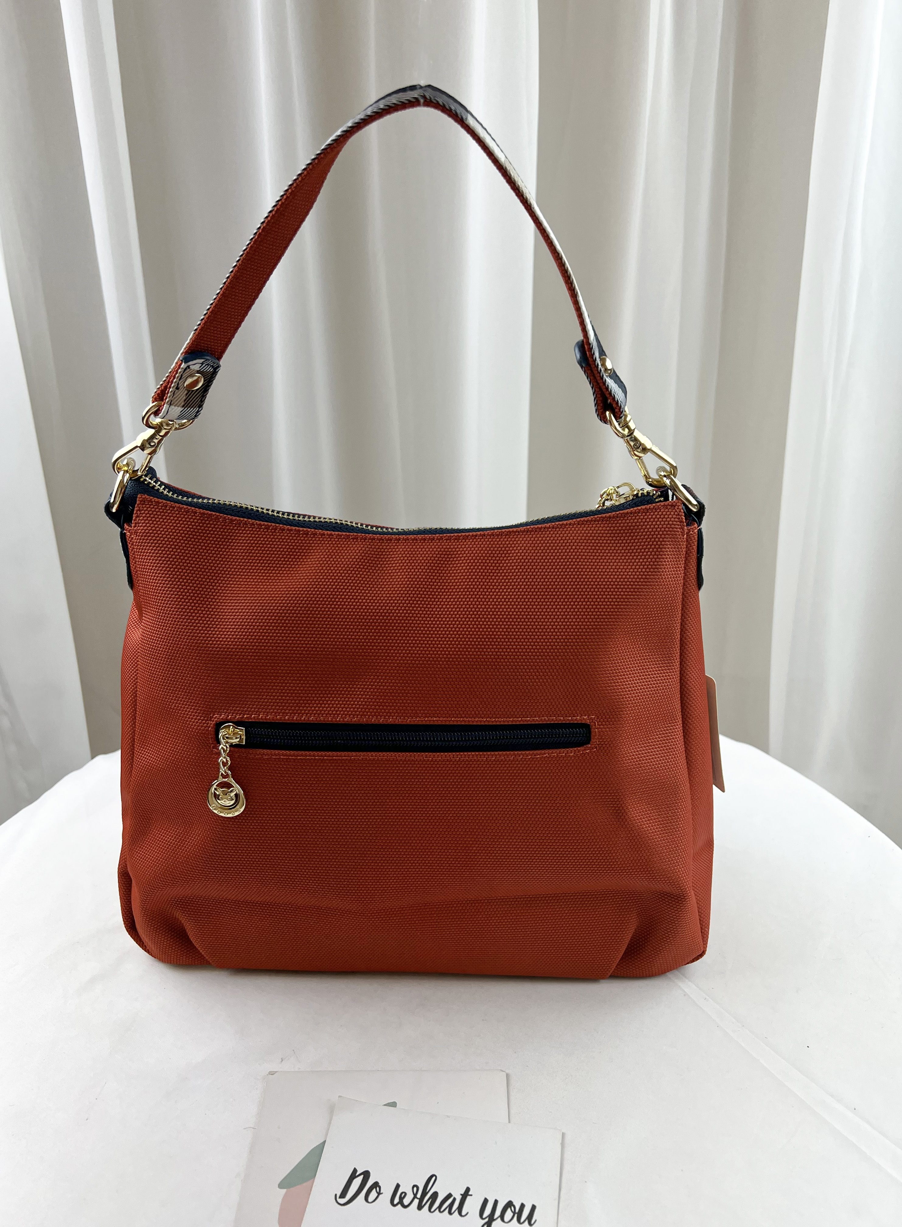 GOODS  橘格紋拼色防潑水肩背包 / 側背包  #1928