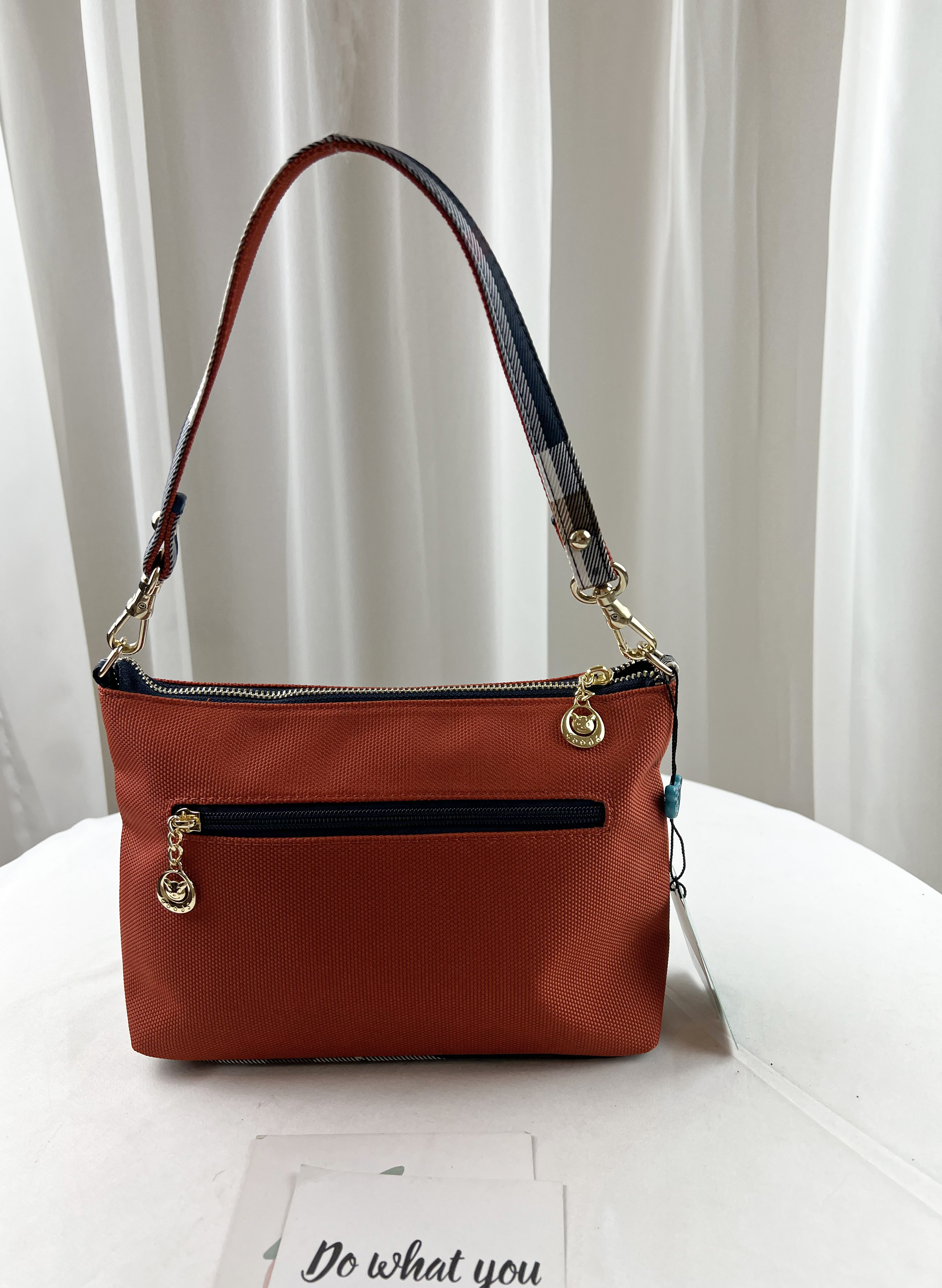 GOODS 橘格紋拼色防潑水肩背包 / 側背包  #1924