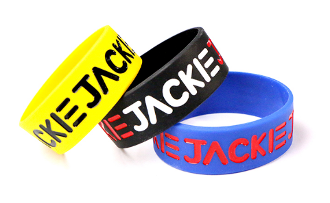 2022款 JACKIE黑底紅白配字矽膠手環 A組