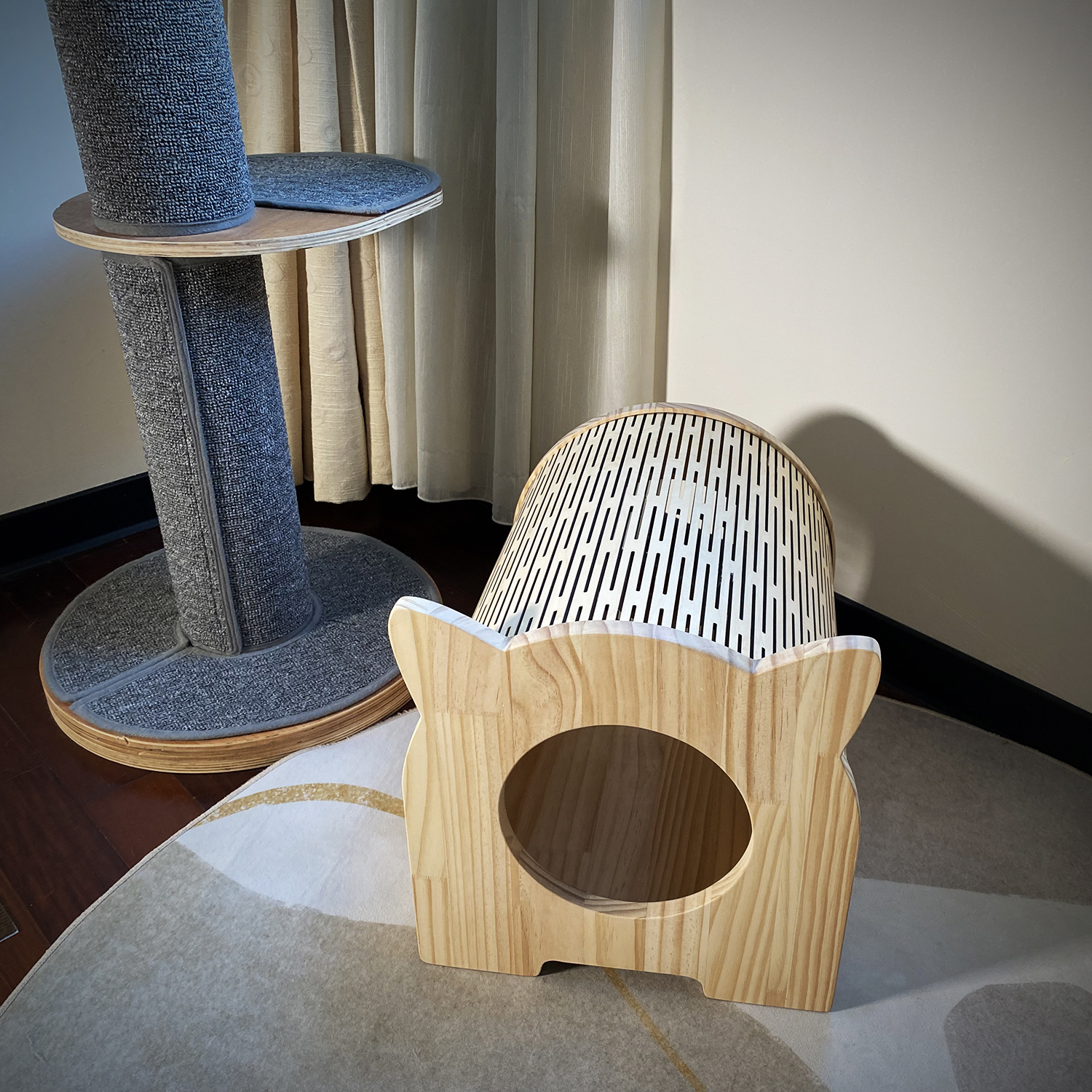 限時優惠-全實木貓耳造型貓屋-僅此一個