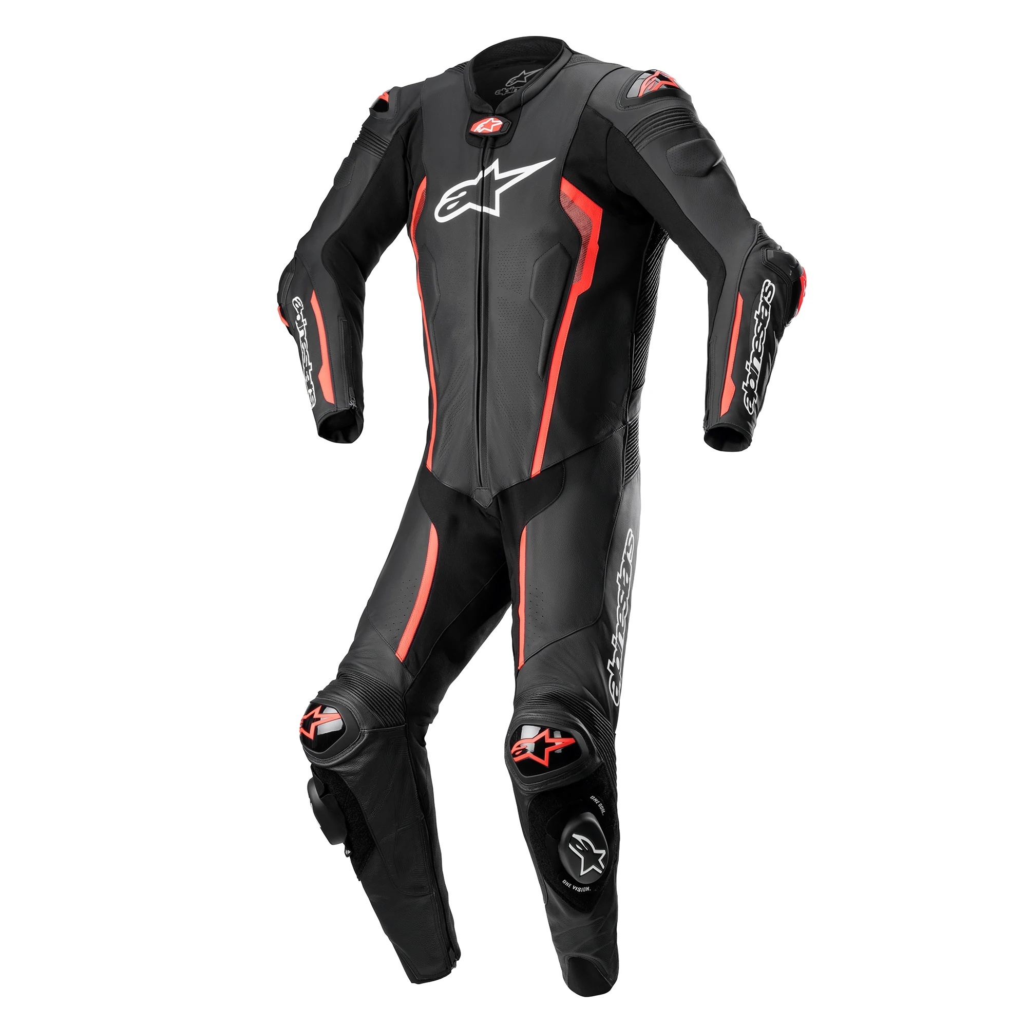 ALPINESTARS MISSILE V2 1 PIECE LEATHER SUIT BLACK/RED FLUO 黑螢光紅 一件式皮衣