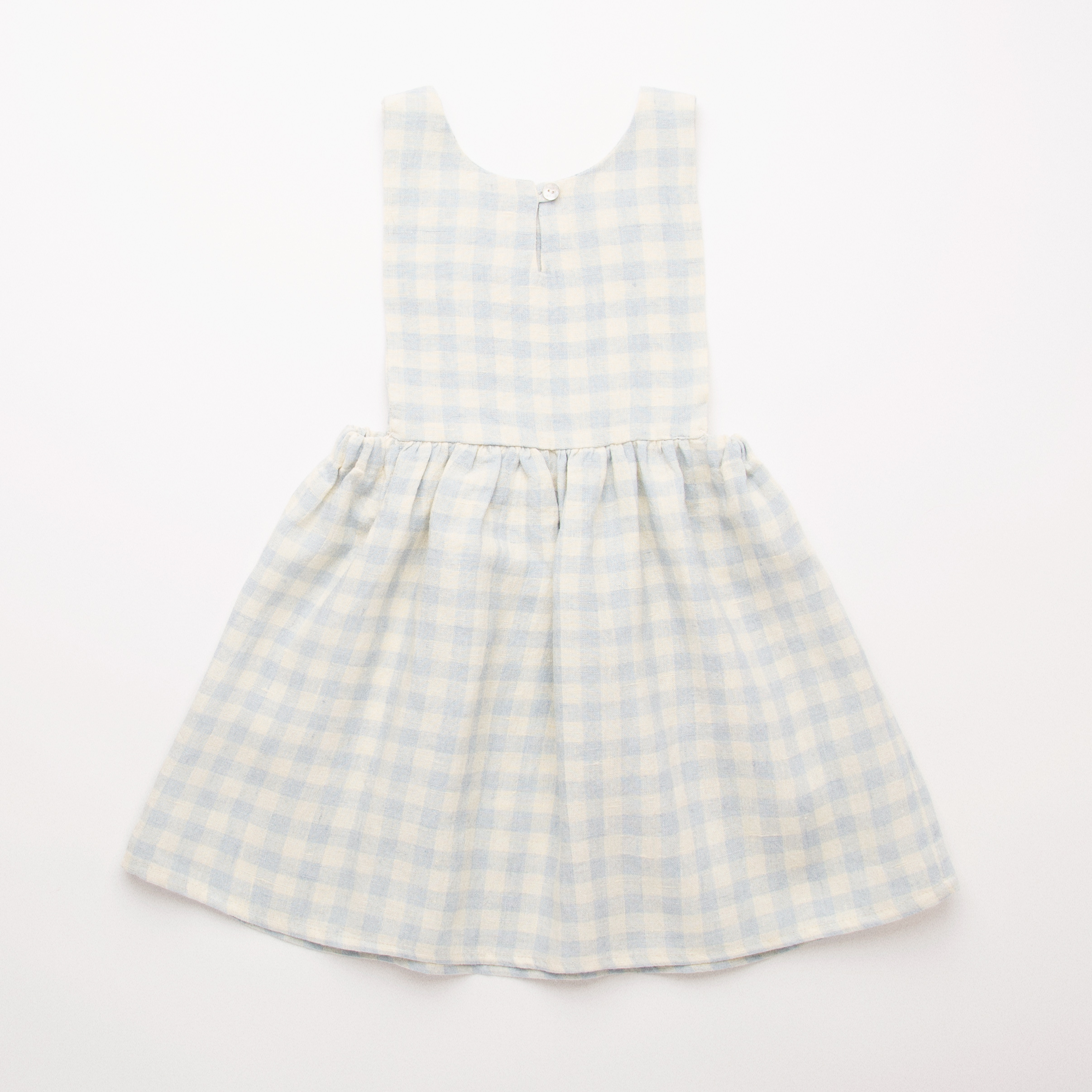 NELLIE QUATS - Marlow Pinafore（Powder Blue Check Linen）