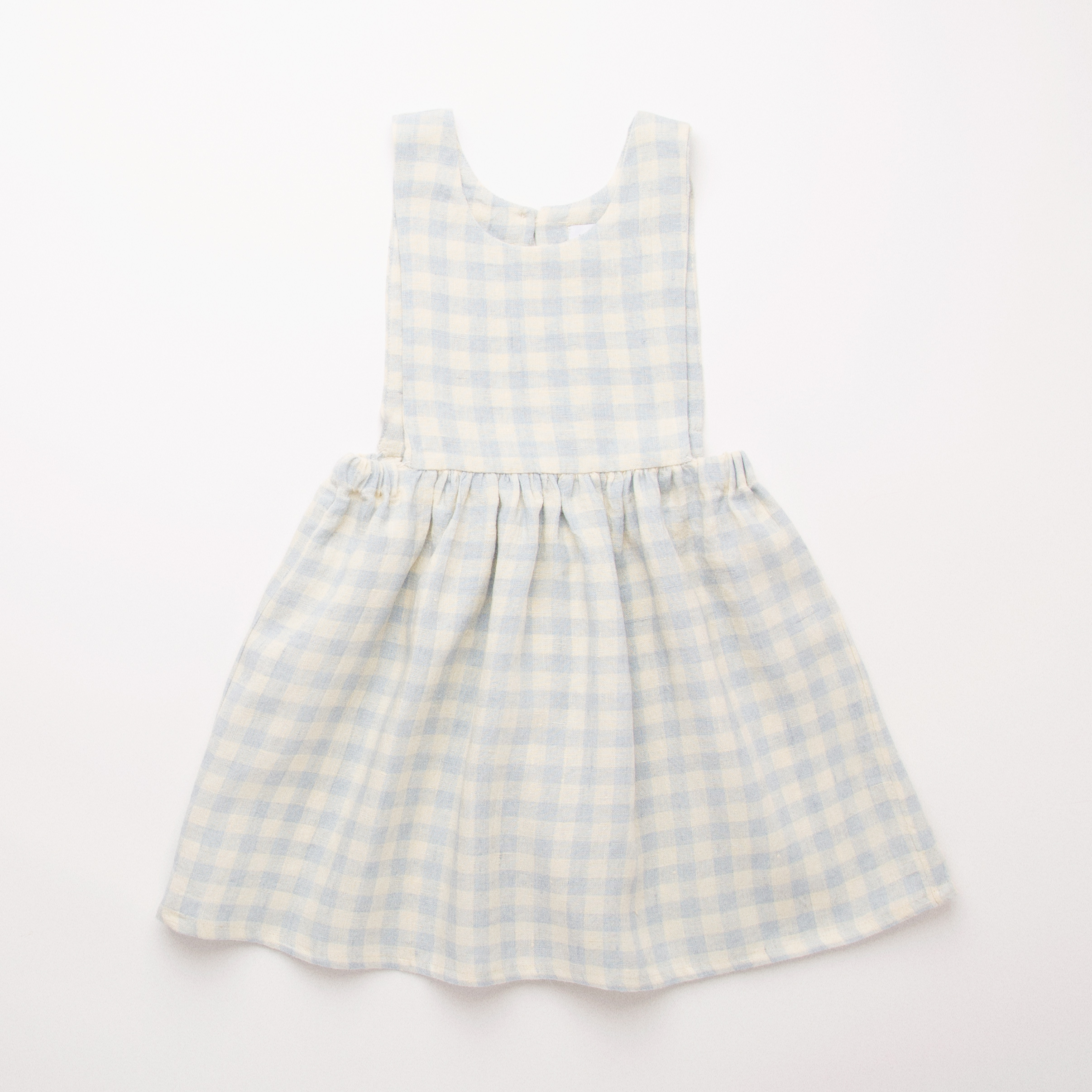 NELLIE QUATS - Marlow Pinafore（Powder Blue Check Linen）