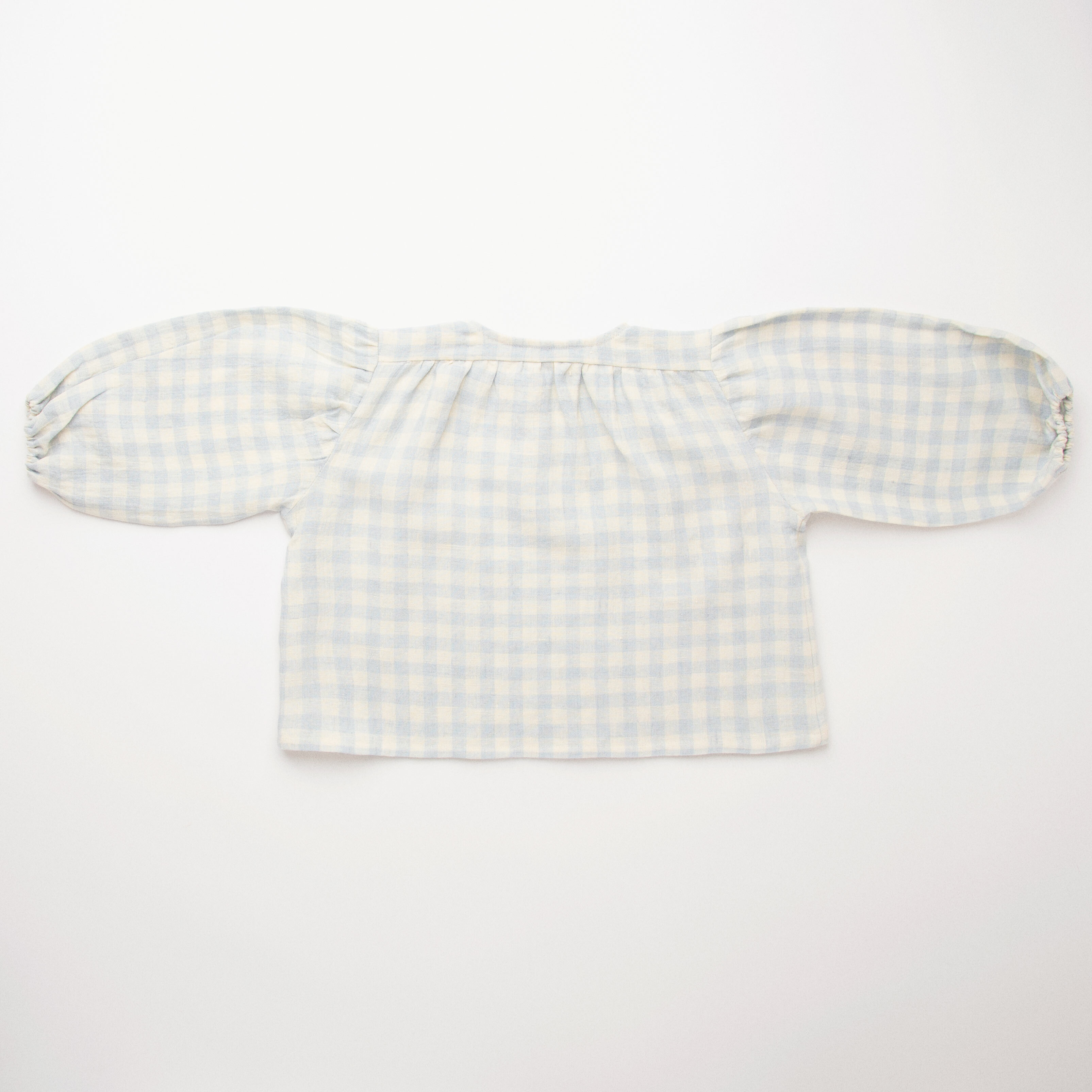NELLIE QUATS - Mother May I Blouse（Powder Blue Check Linen）