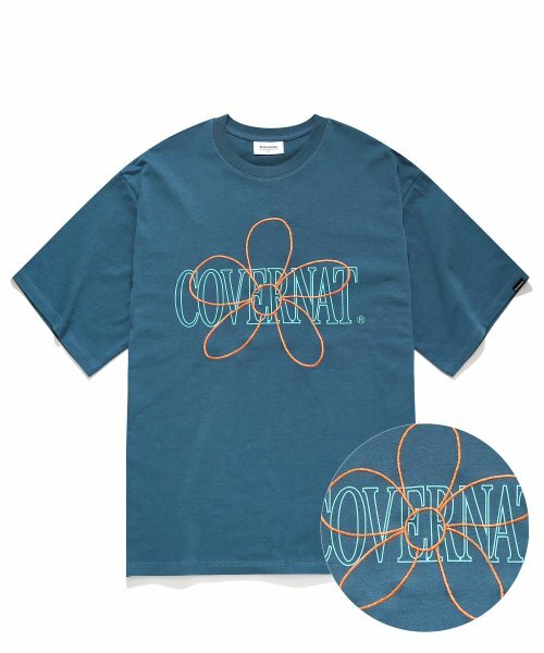 COVERNAT 花卉圖案 短袖 灰藍色