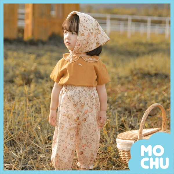 森林動物杏色長褲